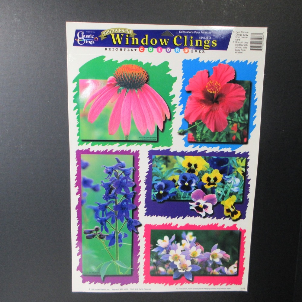Classic Clings Photography Window Clings Floral Decor Reusable Decals Set of 2